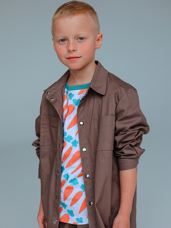 Коричневая джинсовая рубашка для мальчика