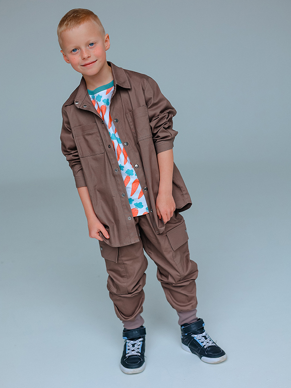 Коричневая джинсовая рубашка для мальчика