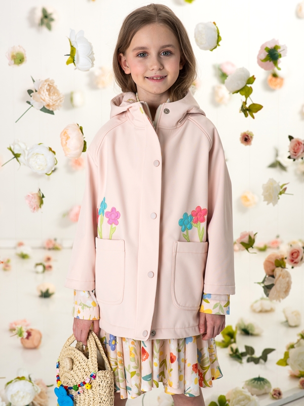 Розовая утепленная ветровка с капюшоном на девочку