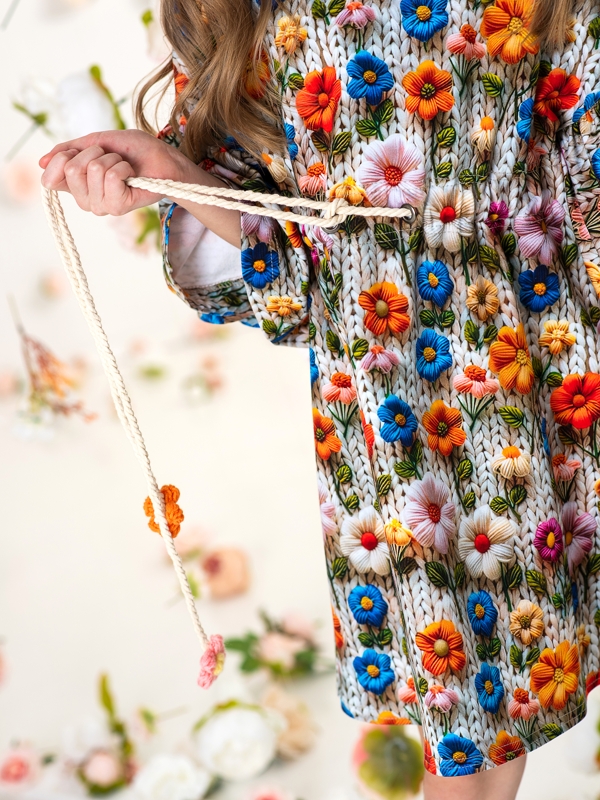 Детское платье-туника из футера с цветочным принтом на девочку