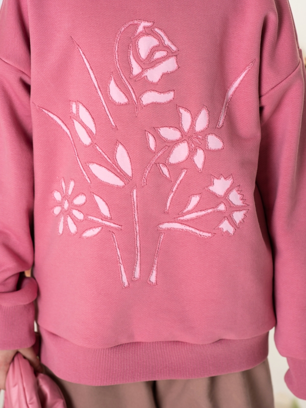 Розовый детский свитшот с аппликацией на девочку