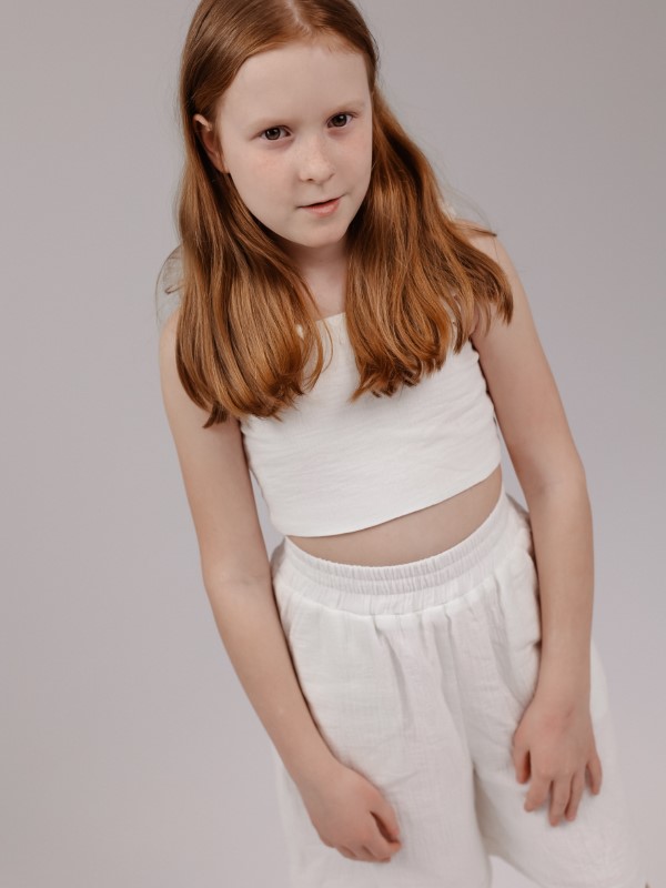 Белые шорты из муслина на резинке