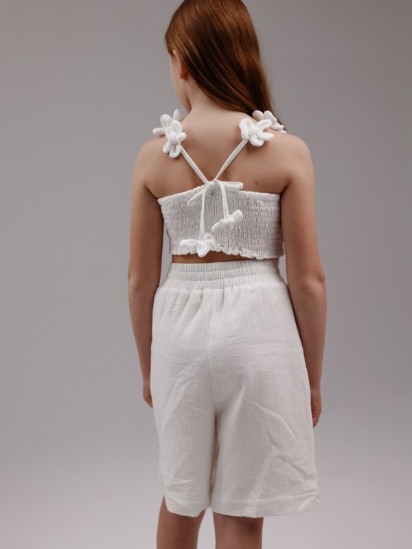 Белые шорты из муслина на резинке