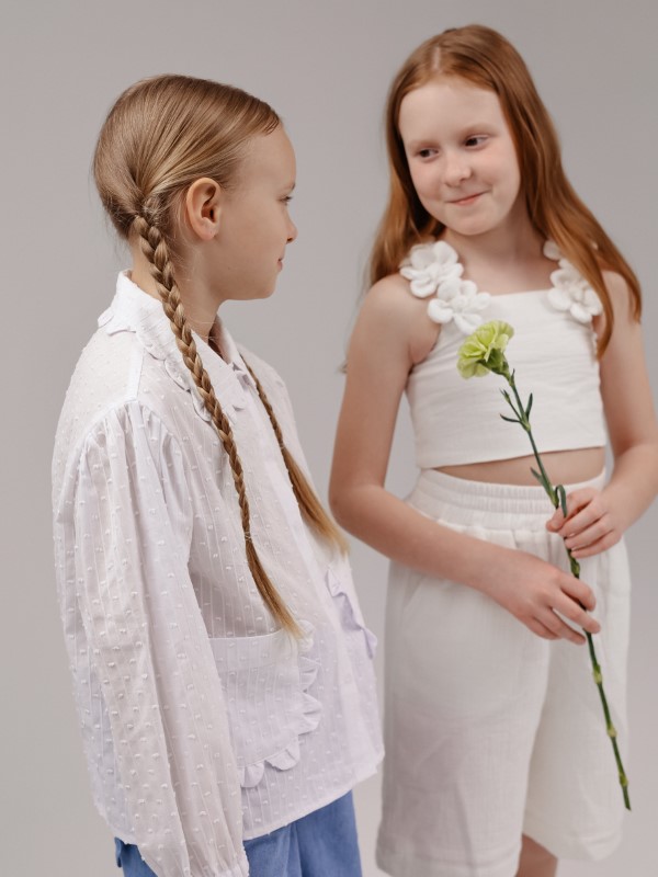 Белые шорты из муслина на резинке