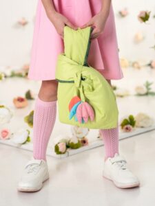 Светло-салатовая дутая сумка мини-шоппер