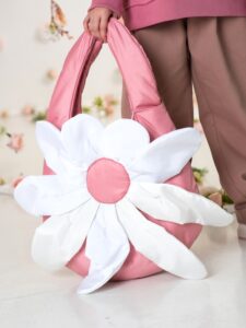 Большая детская розовая сумка-шоппер размера макси «Ромашка»