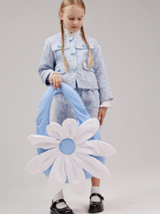 Большая голубая сумка-шоппер размера макси «Ромашка»