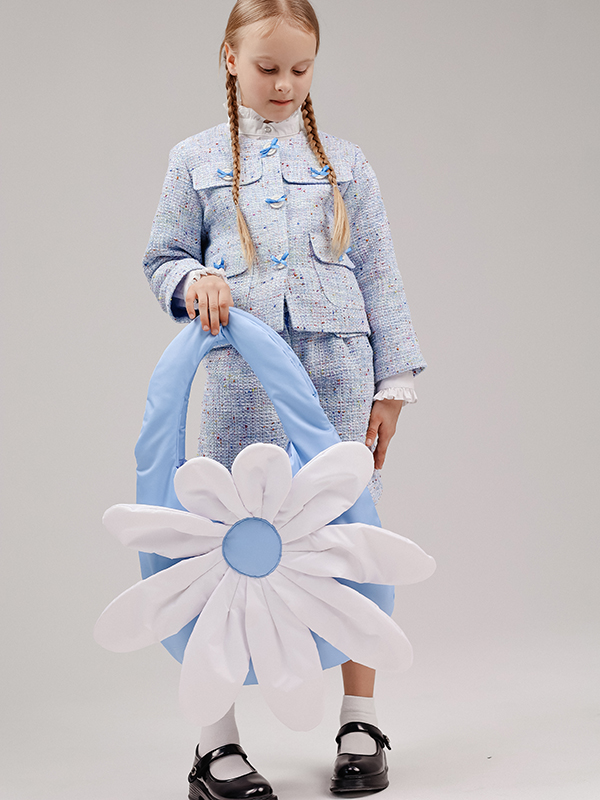 Большая голубая сумка-шоппер размера макси "Ромашка"