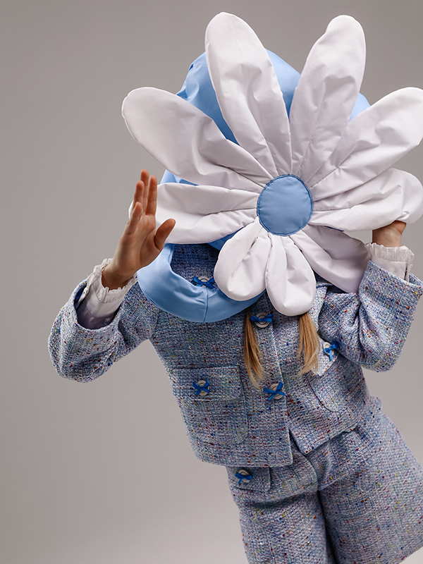 Большая голубая сумка-шоппер размера макси "Ромашка"