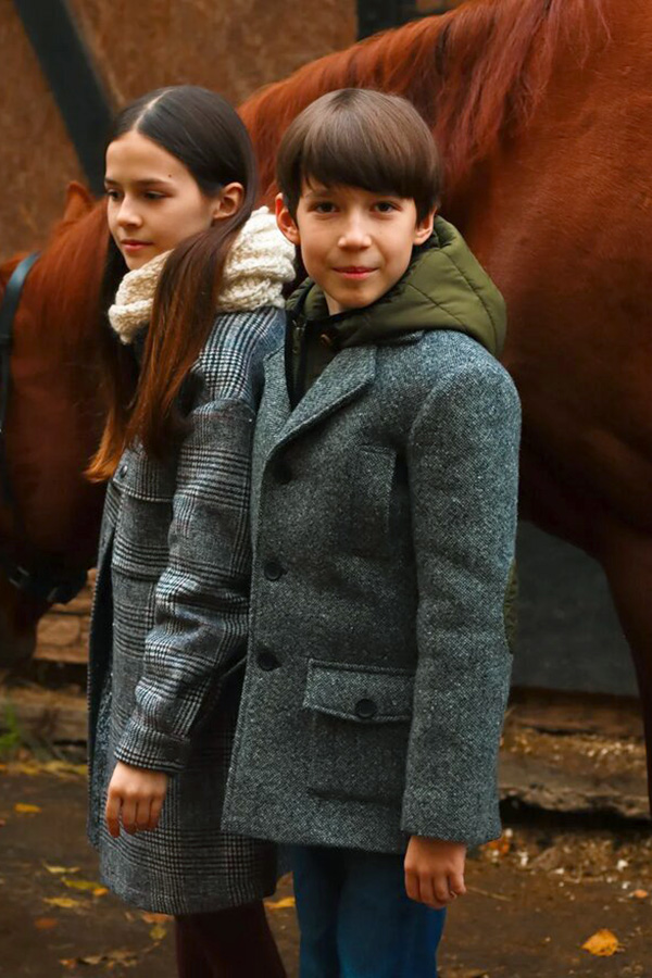 Шерстяное серое детское пальто для мальчика