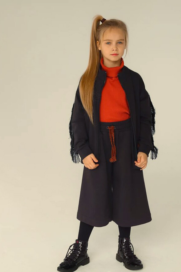 Графитовые трикотажные детские кюлоты для девочки