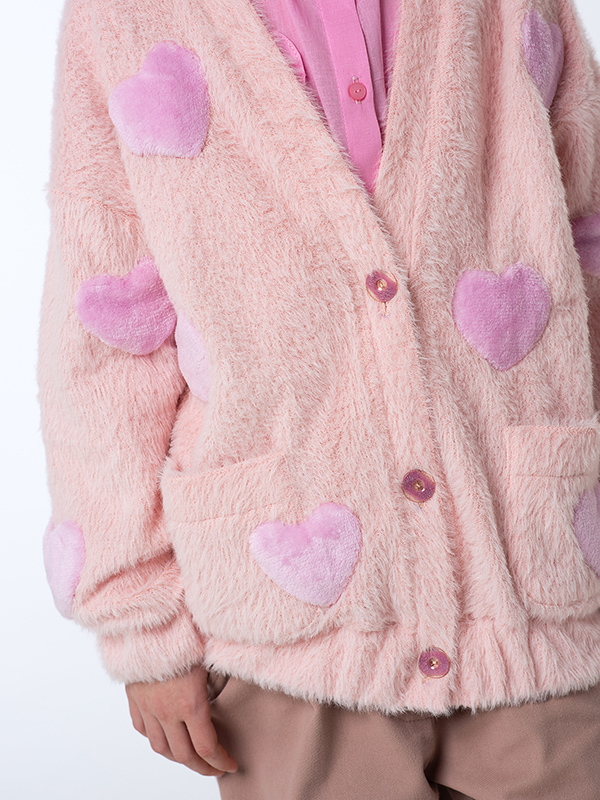 Мягкий розовый кардиган с сердечками