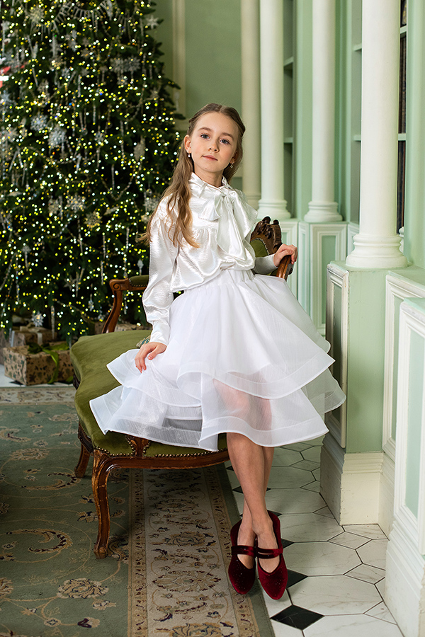 Юбка из шелковой органзы для девочки — двухслойная