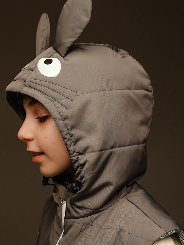 Серо-белый детский жилет Тоторо с капюшоном