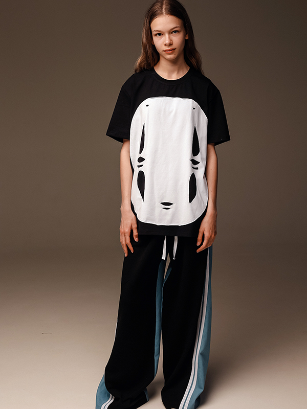 Широкие комбинированные подростковые джинсы с лампасами для девочки