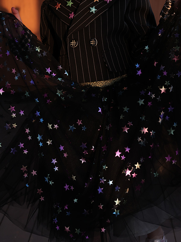 Нарядная детская юбка из фатина со звездами