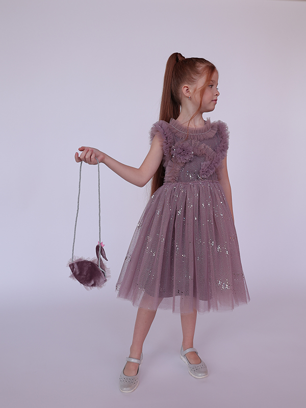 Сиреневая детская сумочка-кошелек "Лебедь"