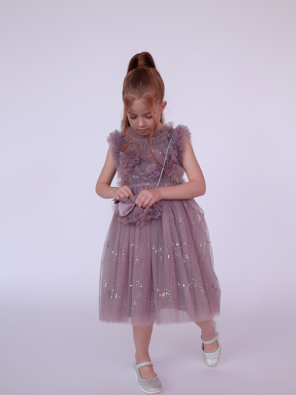 Сиреневая детская сумочка-кошелек "Лебедь"