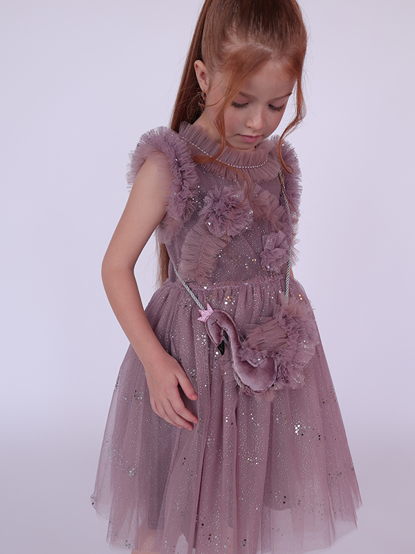 Сиреневая детская сумочка-кошелек "Лебедь"