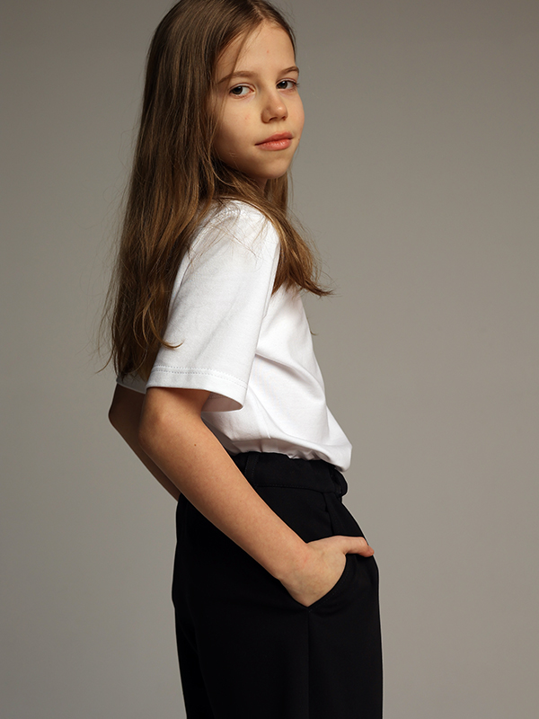 Синие школьные брюки-бананы на девочку