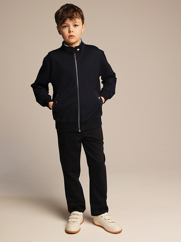 Синий школьный бомбер из джерси на молнии на мальчика