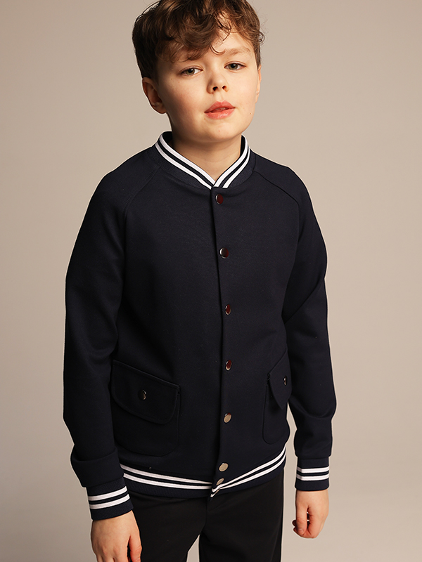 Школьный бомбер из джерси с контрастными полосками на мальчика