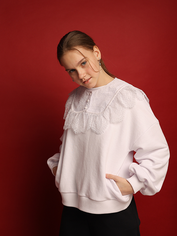 Белая кружевная съемная пелерина