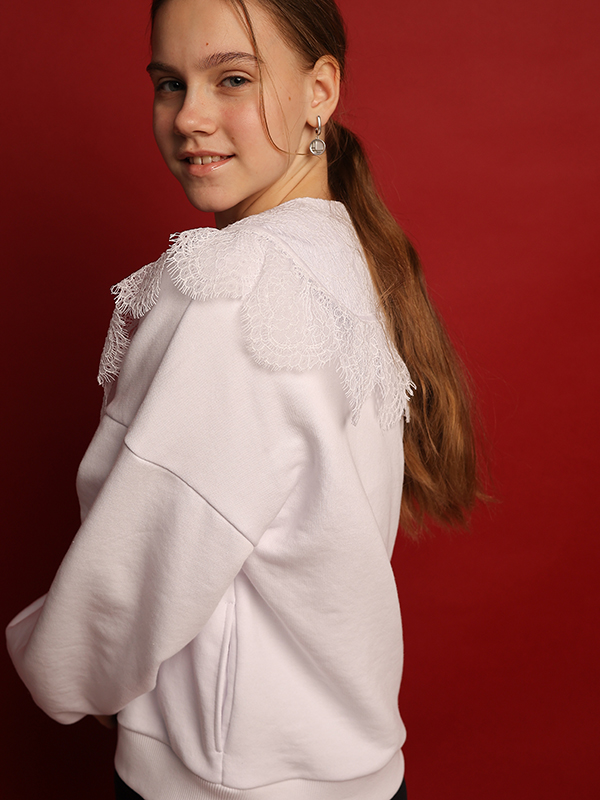 Белая кружевная съемная пелерина