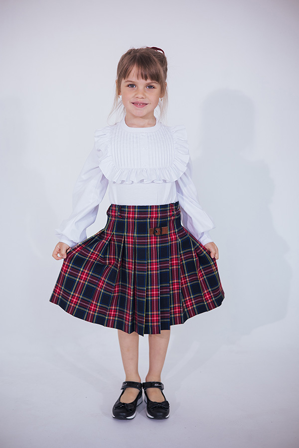Школьная юбка-трапеция в клетку